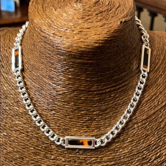 Silver and Tortoise Shell Choker - Picture 2 of 5